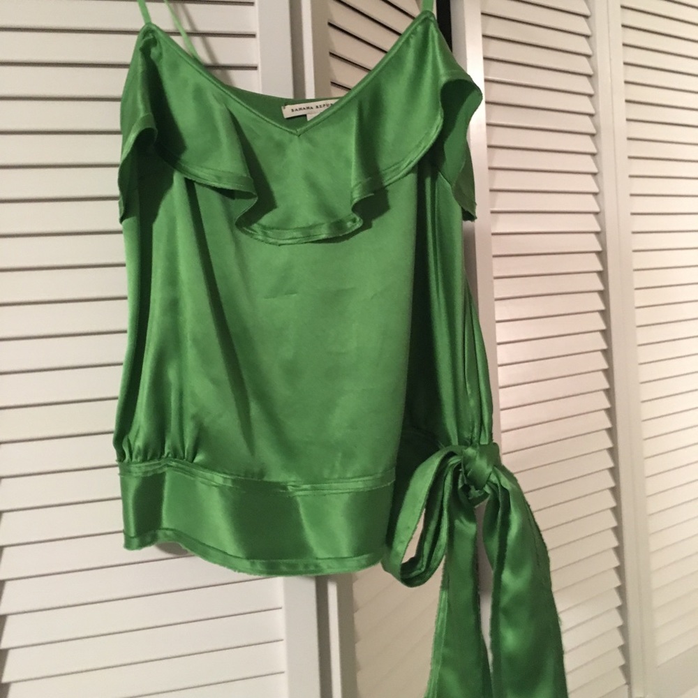 Green satin tank